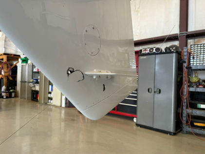 Photograph 2 – Ventral Stabilizer Damage, from the NTSB investigation of Starship Enterprise accident near Addison, Texas, October 17, 2024