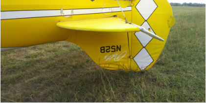 Photograph 2 – Vertical Stabilizer Damage, from the NTSB investigation of Pitts S1E accident near Seguin, Texas, November 17, 2024