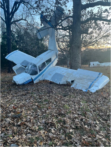 Photograph 1 – Accident Airplane, from the NTSB investigation of Piper PA-28-140 accident near Camdenton, Missouri, November 24, 2024