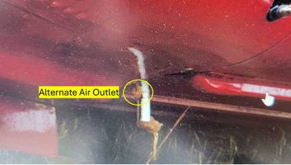 PG 3 Photograph 2 – Ice obstructed engine oil breather tube and alternate air outlet, from the NTSB investigation of Piper PA-28R-200 accident near Boscobel, Wisconsin, December 2, 2024