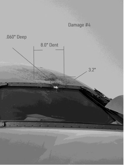 Photograph 5 – Right Side Windshield (Operator Photo), from the NTSB investigation of Bombardier INC CL-600-2B19 accident near Stringtown, Mississippi, January 3, 2025