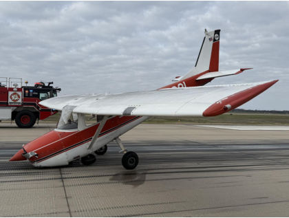 Photograph 2 – Airplane at Accident Site, Left Side, from the NTSB investigation of Cessna 150F accident near Mckinney, Texas, January 4, 2025
