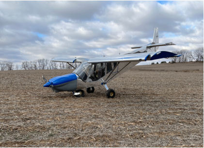 Photograph 1 – Accident airplane, left side, from the NTSB investigation of Amateur-built STOL CH750 accident near Byron, Illinois, January 15, 2025
