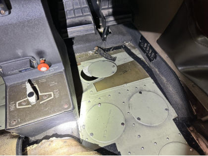 Photograph 3 – Lower Airframe Damage, Right Pilot Position, from the NTSB investigation of Cessna 172S accident near Waco, Texas, February 6, 2025