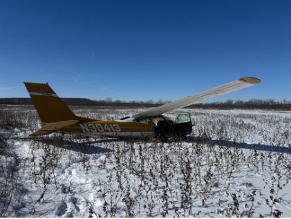 Photograph 1 – Accident Site, from the NTSB investigation of Cessna 177A accident near Farlinville, Kansas, February 20, 2025