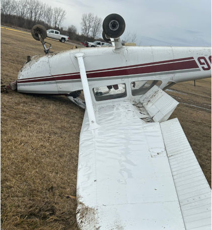 Photograph 2 – Right side view of the airplane, from the NTSB investigation of Cessna 172L accident near Romeo, Michigan, March 7, 2025