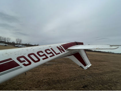 Photograph 3 – Airplane empennage, from the NTSB investigation of Cessna 172L accident near Romeo, Michigan, March 7, 2025