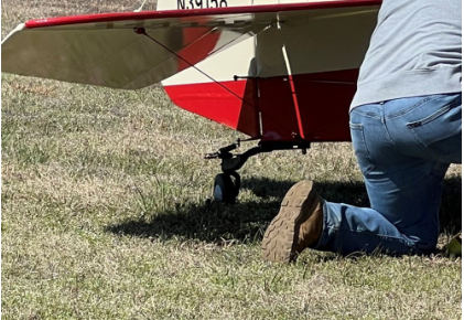 Photograph 11 – View of the substantial damage sustained to the empennage of N39158 Taylorcraft BC-12D, from the NTSB investigation of Taylorcraft BC12 accident near Russellville, Arkansas, March 22, 2025