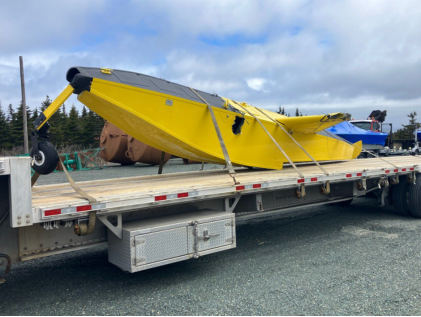 Photograph 5 – Recovered Right Pontoon, from the NTSB investigation of Air Tractor AT802 accident near Atlantic Ocean, Ca, April 29, 2025