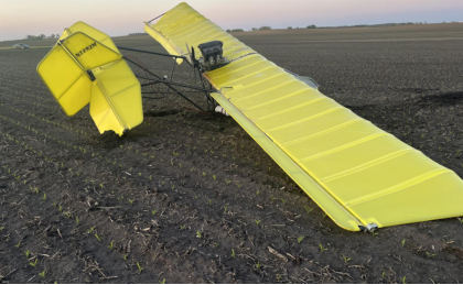 Photograph 3 – Airplane at Accident Site, Rear/Right, from the NTSB investigation of Golden Circle Air T-Bird accident near Dallas Center, Iowa, May 5, 2025