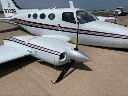 Photograph 2 – Accident airplane, from the NTSB investigation of Cessna 401 accident near Arlington, Texas, May 22, 2025
