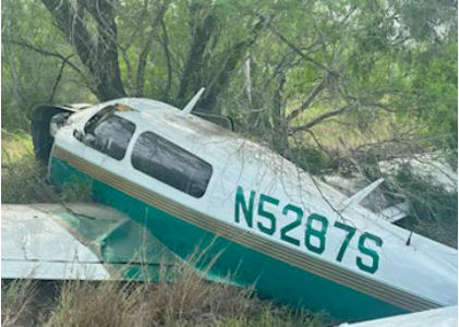 Photograph 1 – Airplane wreckage, from the NTSB investigation of Mooney M20M accident near Ben Bolt, Texas, June 30, 2025