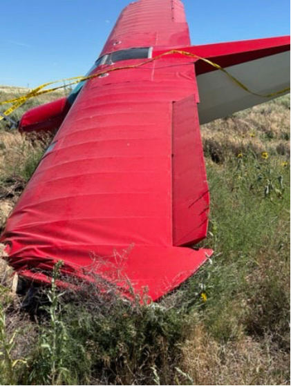 Photograph 1 – Wing Damage, from the NTSB investigation of Piper PA12 accident near Brush, Colorado, July 2, 2025