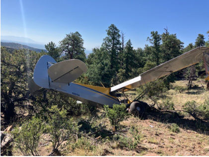 Photograph 2 – Rear View of Accident Airplane, from the NTSB investigation of Cub Crafters CCK-1865 accident near La Garita, Colorado, July 7, 2025