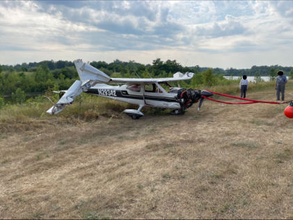 Photograph 1 – Accident Airplane Overview, from the NTSB investigation of Cessna 177 accident near Jenison, Michigan, July 8, 2025