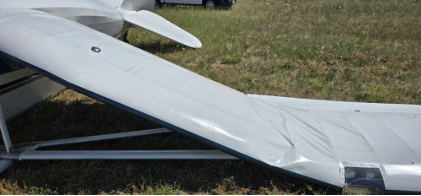 Photograph 1 – Wing Damage, from the NTSB investigation of Fairchild 24R accident near Greeley, Colorado, July 9, 2025