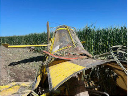 Photograph 1 – Accident Site, from the NTSB investigation of Air Tractor, INC. AT-402A accident near Centralia, Missouri, July 22, 2025