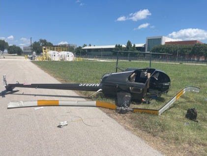 Photograph 1 – Accident Site (Texas Department of Public Safety), from the NTSB investigation of Robinson Helicopter R22 BETA accident near Taylor, Texas, August 3, 2025