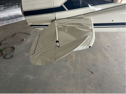 Photograph 2 – Right Horizontal Stabilizer Damage, from the NTSB investigation of Cessna 170B accident near Faith, South Dakota, July 20, 2025