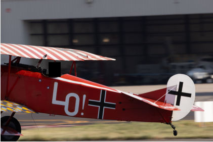 Photograph 3 – Tailwheel position before landing, from the NTSB investigation of Parks FOKKER D-VII REPLICA accident near Englewood, Colorado, August 22, 2025