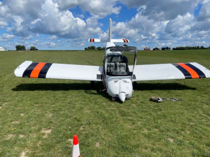 Photograph 2 – Accident Site, from the NTSB investigation of Vans Aircraft INC RV-12IS accident near Hartford, Wisconsin, August 26, 2025