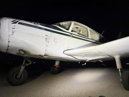 Photograph 1 – Airplane Damage Sustained During Deer Strike, from the NTSB investigation of Piper PA-28-140 accident near Pittsfield, Illinois, September 1, 2025