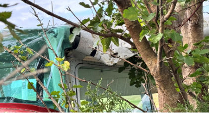 Photograph 2 – Damage to left wing, from the NTSB investigation of Cessna 152 accident near Baldwin City, Kansas, August 30, 2025
