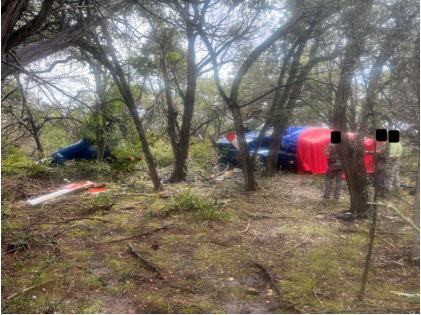 Photograph 3 – View of the fuselage and the empennage at the accident site, from the NTSB investigation of Sikorsky Aircraft CORP S-76 accident near Round Mountain, Texas, September 1, 2025