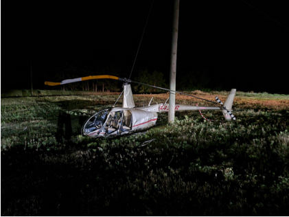 Photograph 1 – Accident Helicopter, from the NTSB investigation of Robinson Helicopter Company R44 II accident near Nashville, Arkansas, August 31, 2025