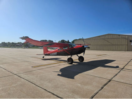 Photograph 1 – Airplane after the accident., from the NTSB investigation of Cessna 180H accident near Omaha, Nebraska, September 13, 2025