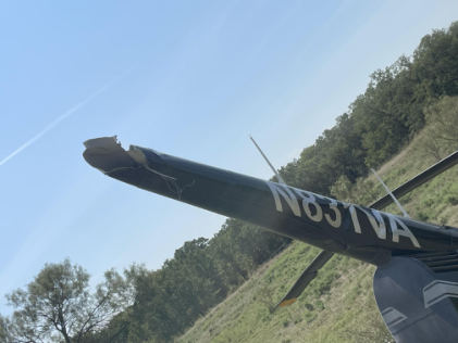 Photograph 3 – Tail boom (FAA photo), from the NTSB investigation of Robinson Helicopter R44 accident near Decatur, Texas, September 19, 2025