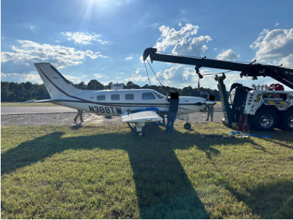 Photograph 2 – View of the right side of the airplane at the accident site, from the NTSB investigation of Piper PA46 accident near Henderson, Texas, September 25, 2025