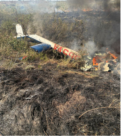 Photograph 1 – Accident site, from the NTSB investigation of Bell 206 accident near Archer City, Texas, September 27, 2025