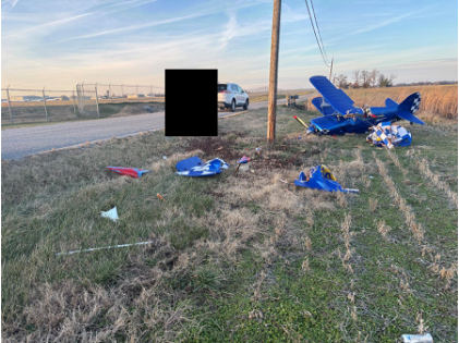 Photograph 1 – Accident site, from the NTSB investigation of Pitts S1S accident near Carbondale, Illinois, December 31, 2025