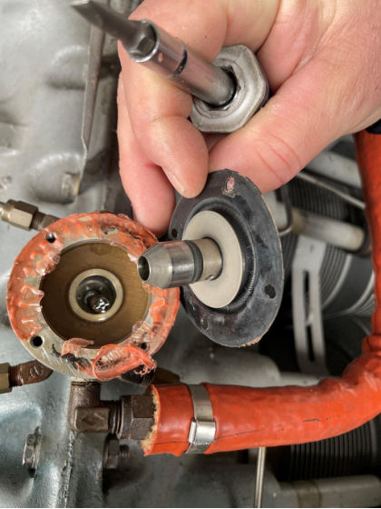 Photograph 8 – Fuel manifold top removed, no fuel noted, from the NTSB investigation of Pitts S1S accident near Carbondale, Illinois, December 31, 2025