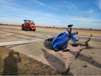Photograph 1 – Accident site, from the NTSB investigation of Amateur-built ELA10 accident near Morris, Illinois, December 23, 2025
