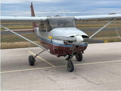 Photograph 3 – Front view of the airplane on the ramp after it was recovered from the water, from the NTSB investigation of Cessna 172 accident near Taylor, Texas, December 26, 2025