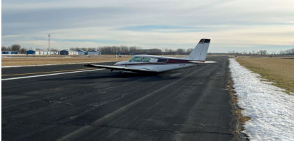 Photograph 2 – Accident airplane on runway, from the NTSB investigation of Piper PA24 accident near Bay City, Michigan, January 8, 2026