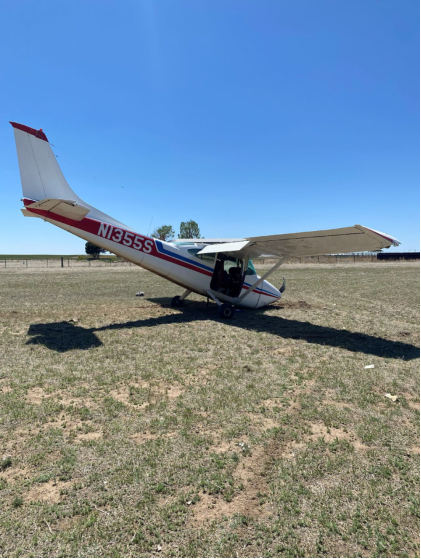 Photograph 1 – Accident airplane at accident site., from the NTSB investigation of Cessna 182P accident near Bennett, Colorado, May 11, 2026