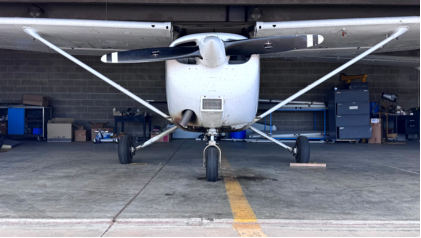 Photograph 2 – Airplane front, from the NTSB investigation of Cessna 172S accident near Colorado Springs, Colorado, May 29, 2026