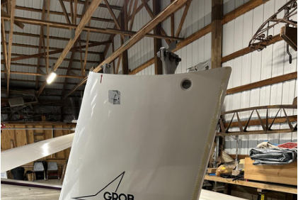 Photograph 1 – Accident glider vertical stabilizer, from the NTSB investigation of Burkhart Grob Flugzeugbau G103 TWIN ASTIR accident near Gregory, Michigan, June 3, 2026