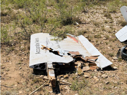 Photograph 6 – View of the right wing at the accident site, from the NTSB investigation of Cassutt IIIM accident near Odessa, Texas, July 5, 2026
