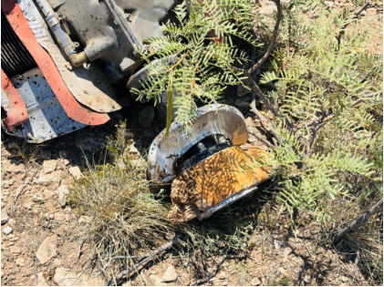 Photograph 8 – View of the propeller at the accident site, from the NTSB investigation of Cassutt IIIM accident near Odessa, Texas, July 5, 2026