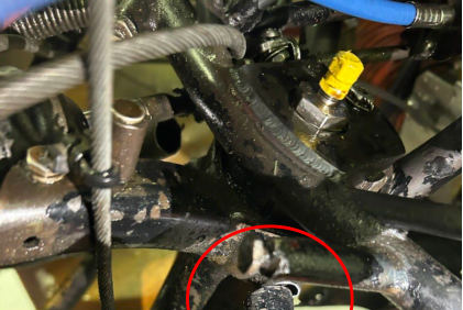 Photograph 2 – Engine mount damage, from the NTSB investigation of Piper PA-28-161 accident near Weatherford, Texas, September 1, 2026