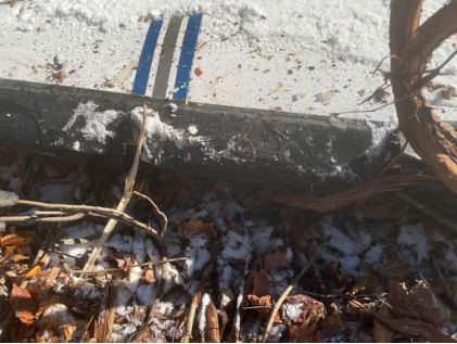 Photograph 5 - Ice on Leading Edge of Right Wing (outboard), from the NTSB investigation of Beech 95-B55 (T42A) accident near Leyden, Massachusetts, January 14, 2024
