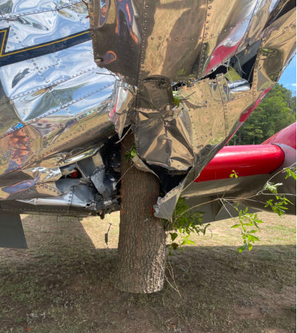 Photograph 6 – View of damaged underside of airplane., from the NTSB investigation of Lockheed 12 accident near Jackson, Georgia, June 17, 2024