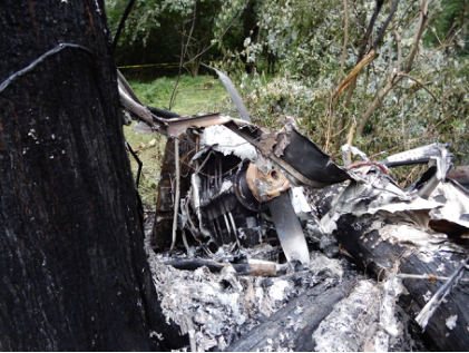 Photograph 5 – Engine and Propeller (NTSB Photo), from the NTSB investigation of Cessna 172N accident near Lock Haven, Pennsylvania, July 4, 2024