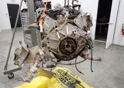 Photograph 8 – Engine after recovery, from the NTSB investigation of Williams John TITAN T-51 MUSTANG accident near Geneva, Ohio, July 21, 2024