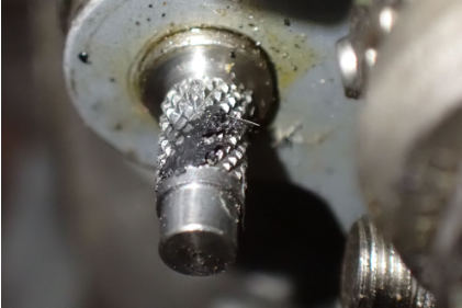 Photograph 12 – Fuel injection throttle stop pin, from the NTSB investigation of Piper PA28R accident near Vergennes, Vermont, September 8, 2024