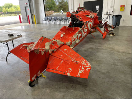 Photograph 4 – View of upper airplane damage, from the NTSB investigation of Aviat Aircraft INC S-1-11B accident near Chapmansboro, Tennessee, September 23, 2024